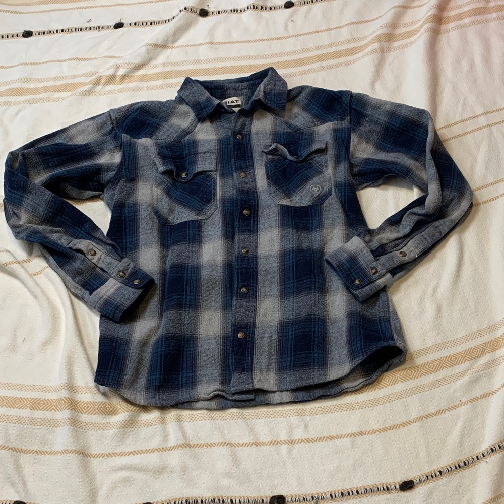 Ariat Retro Fit Halston Snap Button Plaid Shirt Size Medium